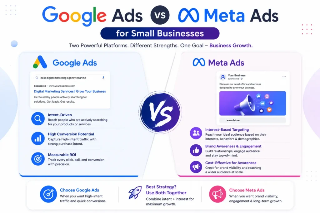 Google ads vs Meta Ads for small business