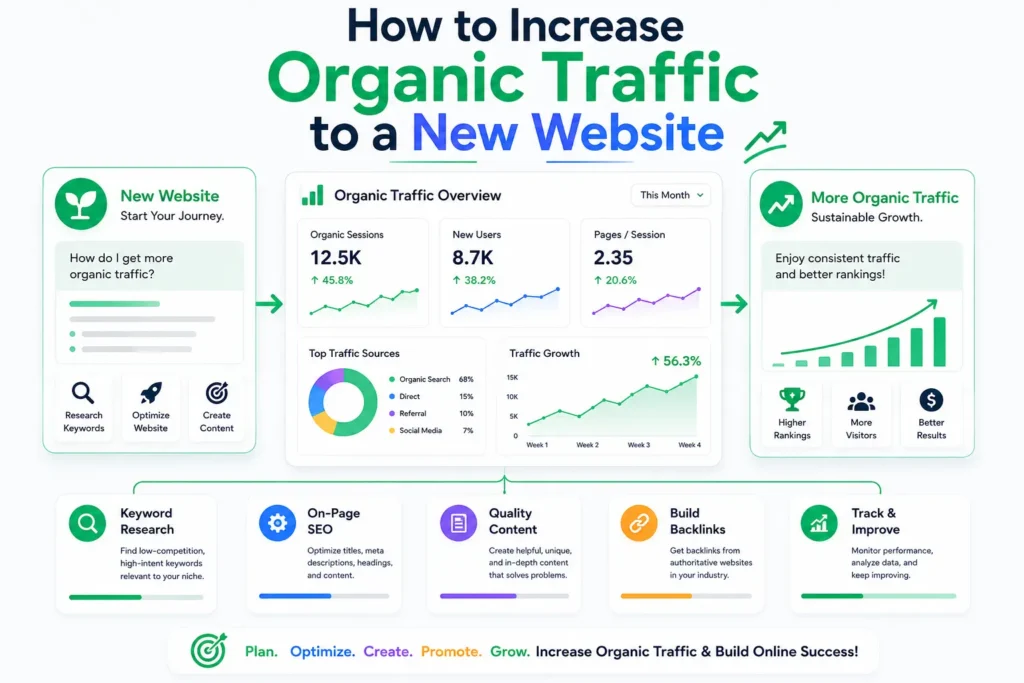 how to increase organic traffic to a new website featured image