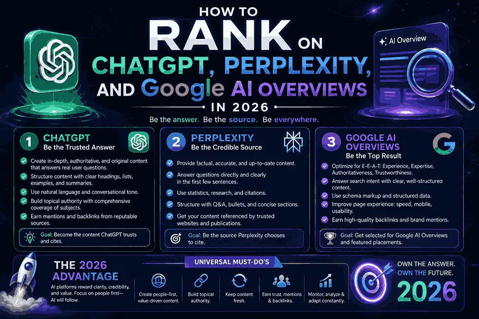 To Rank on ChatGPT, Perplexity, and Google AI Overviews 